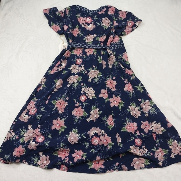 Jessica Simpson Women's Maternity Blue Floral Kimono Wrap Dress size Small - Picture 14 of 16